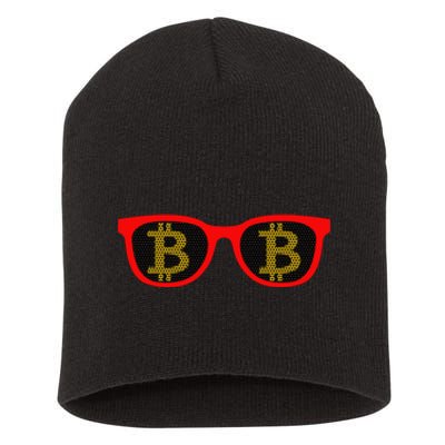 Bitcoin Glasses Short Acrylic Beanie