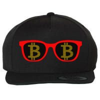 Bitcoin Glasses Wool Snapback Cap