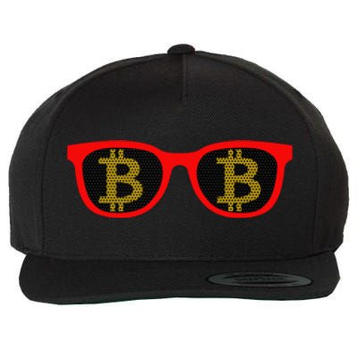 Bitcoin Glasses Wool Snapback Cap