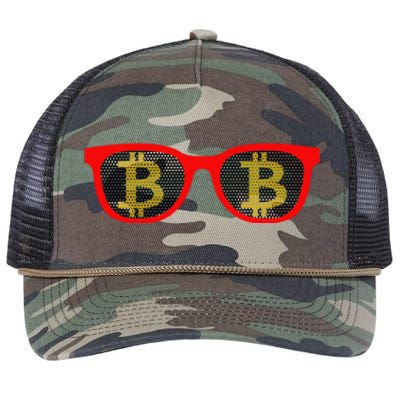 Bitcoin Glasses Retro Rope Trucker Hat Cap