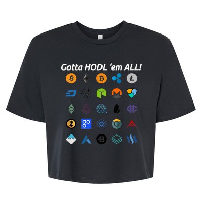 Bitcoin Litecoin Gotta Hodl Em All Cryptocurrency Logos Bella+Canvas Jersey Crop Tee