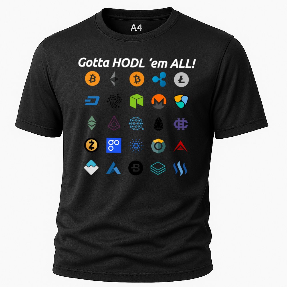 Bitcoin Litecoin Gotta Hodl Em All Cryptocurrency Logos Performance Shirt