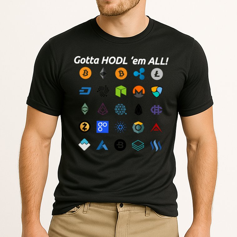 Bitcoin Litecoin Gotta Hodl Em All Cryptocurrency Logos Performance Shirt