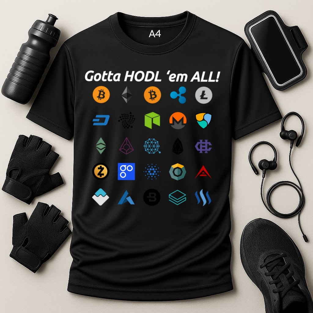 Bitcoin Litecoin Gotta Hodl Em All Cryptocurrency Logos Performance Shirt