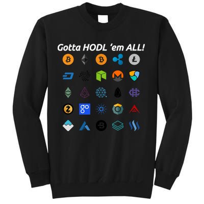 Bitcoin Litecoin Gotta Hodl Em All Cryptocurrency Logos Sweatshirt