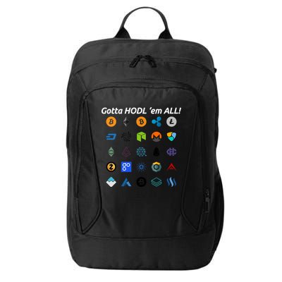 Bitcoin Litecoin Gotta Hodl Em All Cryptocurrency Logos City Backpack