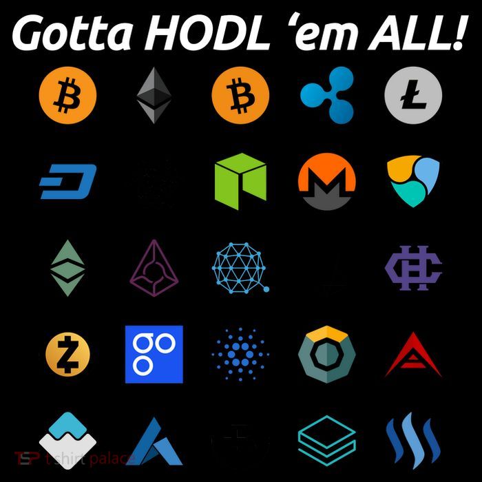 Bitcoin Litecoin Gotta Hodl Em All Cryptocurrency Logos Button