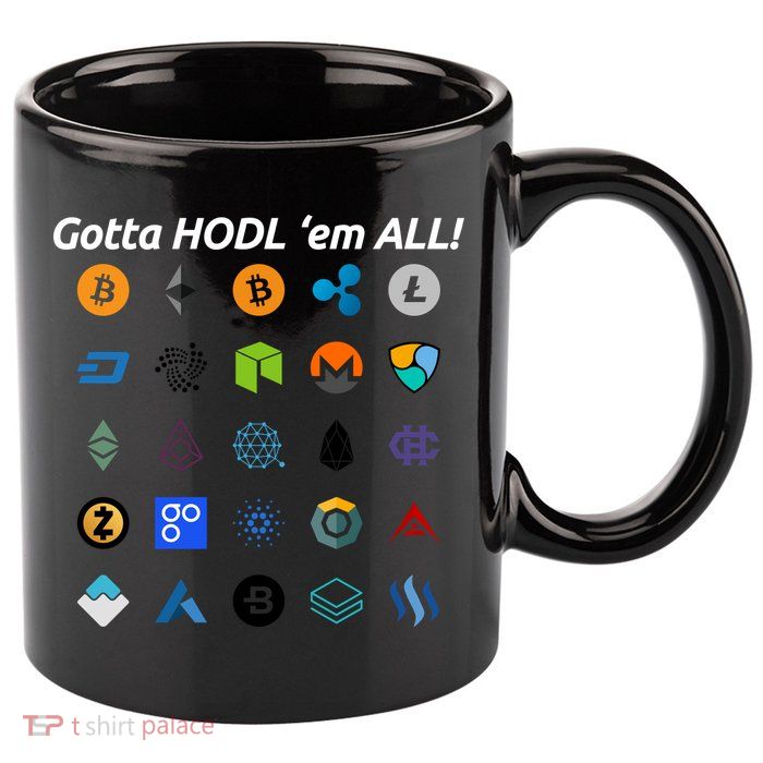 Bitcoin Litecoin Gotta Hodl Em All Cryptocurrency Logos 11oz C Handle Ceramic Mug