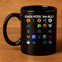 Bitcoin Litecoin Gotta Hodl Em All Cryptocurrency Logos 11oz C Handle Ceramic Mug