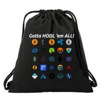 Bitcoin Litecoin Gotta Hodl Em All Cryptocurrency Logos Drawstring Bag