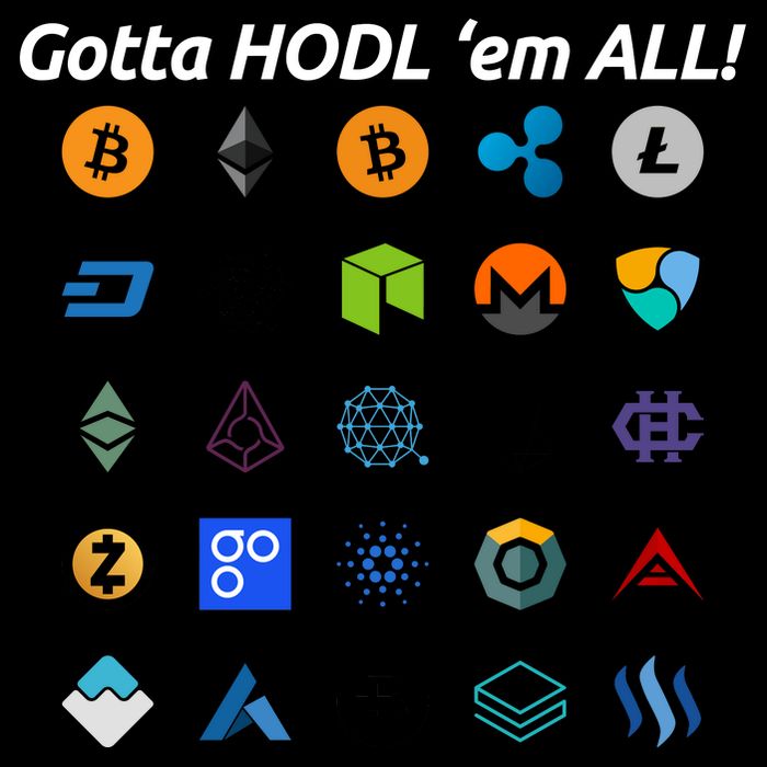 Bitcoin Litecoin Gotta Hodl Em All Cryptocurrency Logos Drawstring Bag