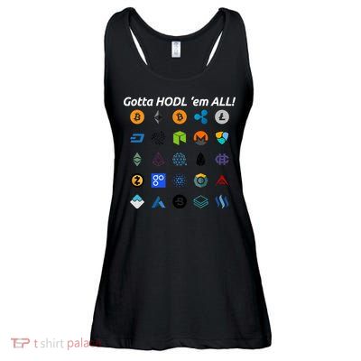 Bitcoin Litecoin Gotta Hodl Em All Cryptocurrency Logos Ladies Essential Flowy Tank