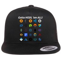 Bitcoin Litecoin Gotta Hodl Em All Cryptocurrency Logos Flatbill Hat