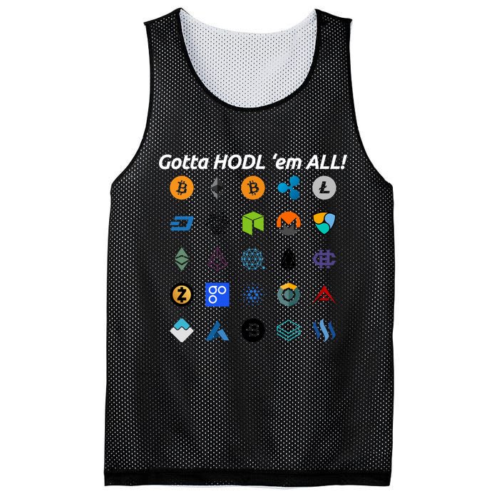 Bitcoin Litecoin Gotta Hodl Em All Cryptocurrency Logos Mesh Reversible Basketball Jersey Tank