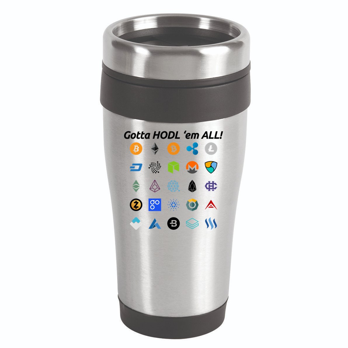 Bitcoin Litecoin Gotta Hodl Em All Cryptocurrency Logos 16oz Travel Tumbler