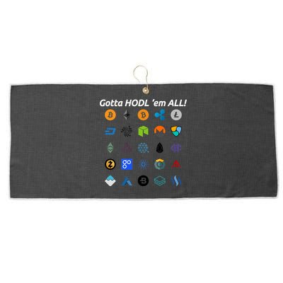 Bitcoin Litecoin Gotta Hodl Em All Cryptocurrency Logos Large Microfiber Waffle Golf Towel