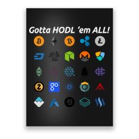 Bitcoin Litecoin Gotta Hodl Em All Cryptocurrency Logos Poster