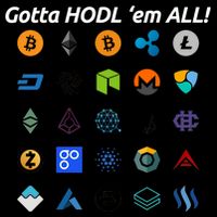 Bitcoin Litecoin Gotta Hodl Em All Cryptocurrency Logos Poster