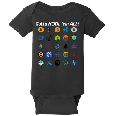 Bitcoin Litecoin Gotta Hodl Em All Cryptocurrency Logos Baby Bodysuit