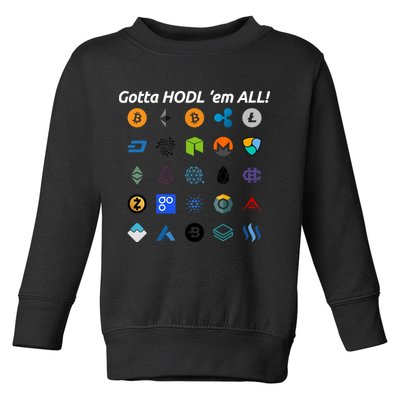 Bitcoin Litecoin Gotta Hodl Em All Cryptocurrency Logos Toddler Sweatshirt