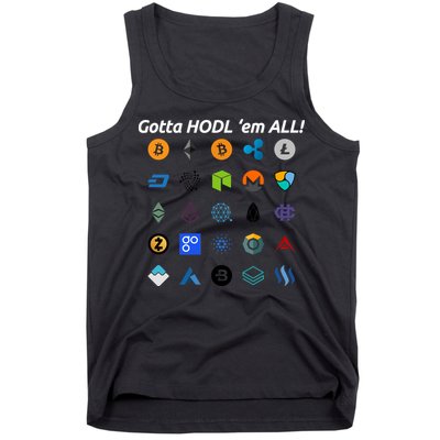 Bitcoin Litecoin Gotta Hodl Em All Cryptocurrency Logos Tank Top