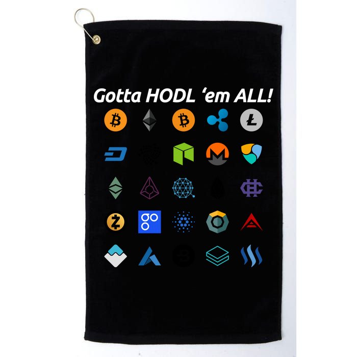 Bitcoin Litecoin Gotta Hodl Em All Cryptocurrency Logos Golf Towel