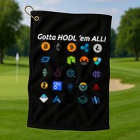 Bitcoin Litecoin Gotta Hodl Em All Cryptocurrency Logos Golf Towel