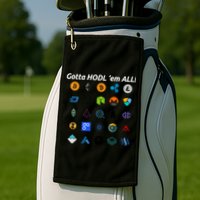 Bitcoin Litecoin Gotta Hodl Em All Cryptocurrency Logos Golf Towel