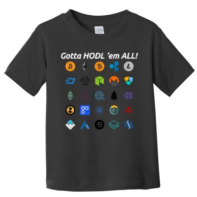 Bitcoin Litecoin Gotta Hodl Em All Cryptocurrency Logos Toddler T-Shirt