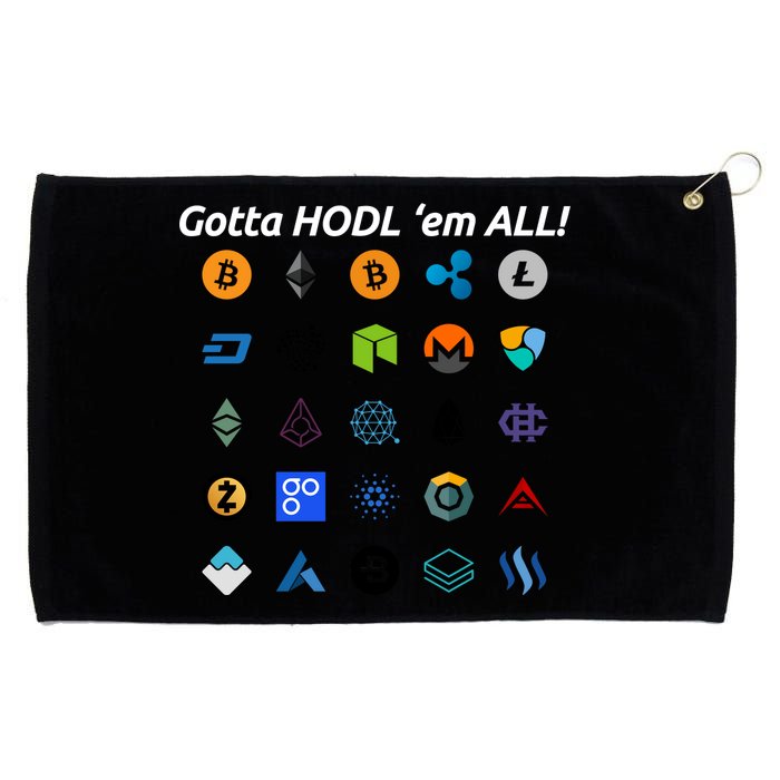 Bitcoin Litecoin Gotta Hodl Em All Cryptocurrency Logos Grommeted Golf Towel