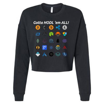 Bitcoin Litecoin Gotta Hodl Em All Cryptocurrency Logos Cropped Pullover Crew