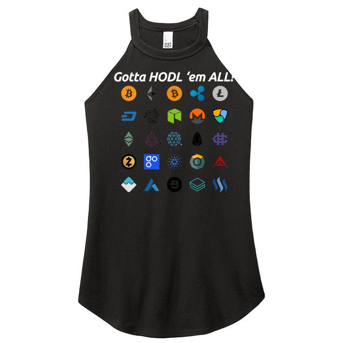 Bitcoin Litecoin Gotta Hodl Em All Cryptocurrency Logos Women’s Perfect Tri Rocker Tank