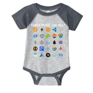 Bitcoin Litecoin Gotta Hodl Em All Cryptocurrency Logos Infant Baby Jersey Bodysuit