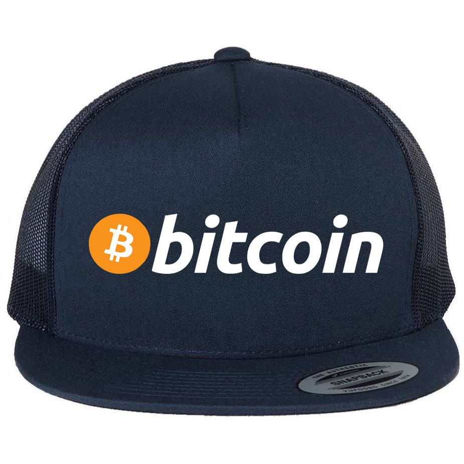 Bitcoin Logo Flat Bill Trucker Hat