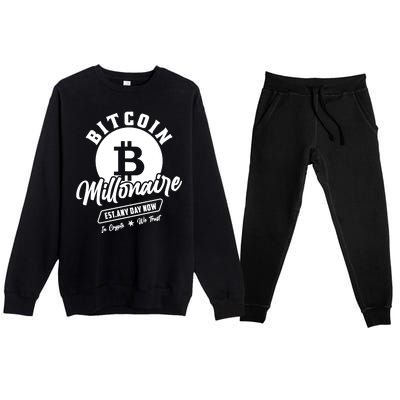 Bitcoin Millionaire In Crypto We Trust Premium Crewneck Sweatsuit Set