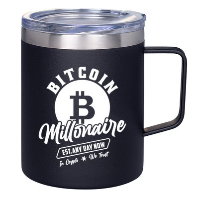 Bitcoin Millionaire In Crypto We Trust 12oz Stainless Steel Coffee Mug