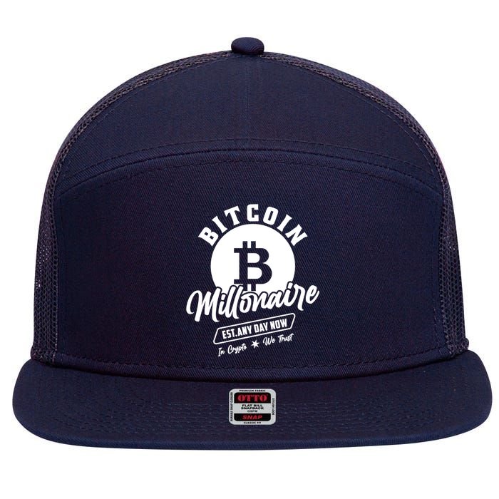 Bitcoin Millionaire In Crypto We Trust 7 Panel Mesh Trucker Snapback Hat