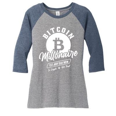 Bitcoin Millionaire In Crypto We Trust Women's Tri-Blend 3/4-Sleeve Raglan Shirt