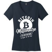 Bitcoin Millionaire In Crypto We Trust Women's V-Neck T-Shirt