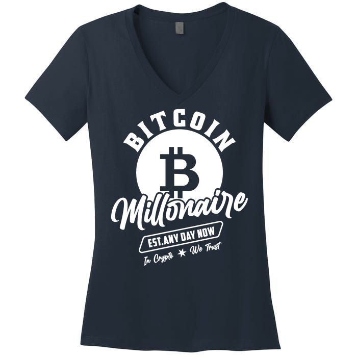 Bitcoin Millionaire In Crypto We Trust Women's V-Neck T-Shirt