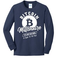 Bitcoin Millionaire In Crypto We Trust Kids Long Sleeve Shirt