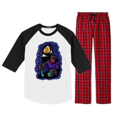 Bitcoin Moon Cartoon Raglan Sleeve Pajama Set