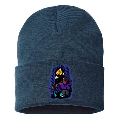 Bitcoin Moon Cartoon Sustainable Knit Beanie