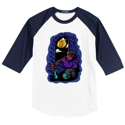 Bitcoin Moon Cartoon Baseball Sleeve Shirt