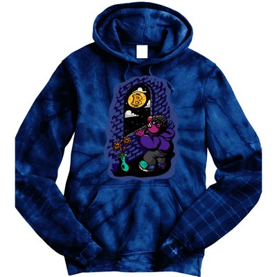 Bitcoin Moon Cartoon Tie Dye Hoodie