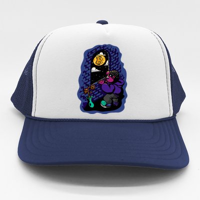 Bitcoin Moon Cartoon Trucker Hat