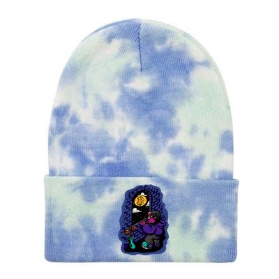 Bitcoin Moon Cartoon Tie Dye 12in Knit Beanie