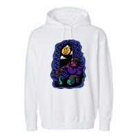 Bitcoin Moon Cartoon Garment-Dyed Fleece Hoodie