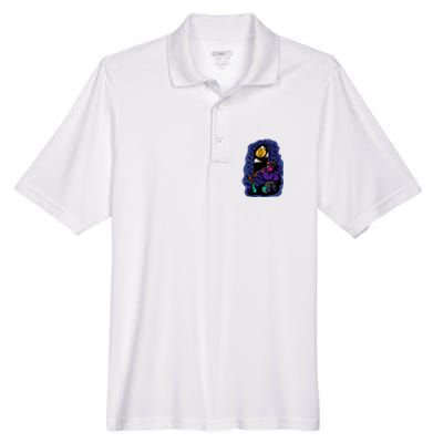 Bitcoin Moon Cartoon Men's Origin Performance Piqué Polo