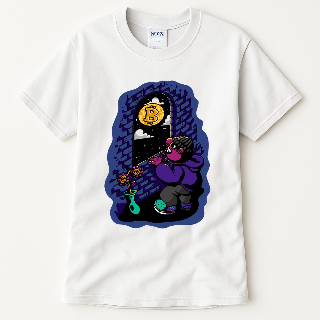 Bitcoin Moon Cartoon Tall T-Shirt